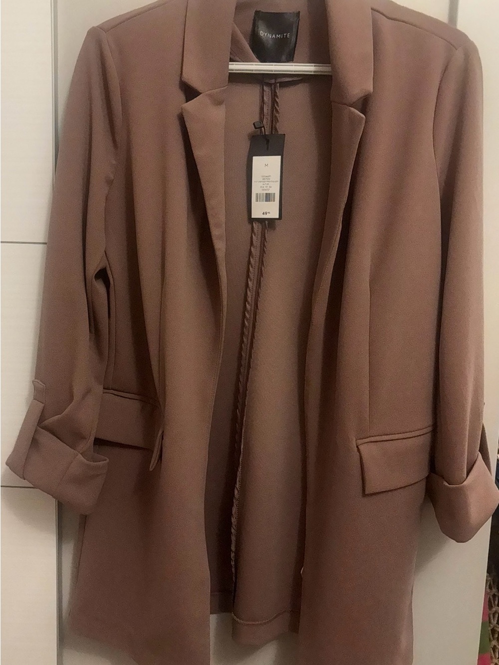 Dynamite Women's Boyfriend Blazer Coat in Mauve